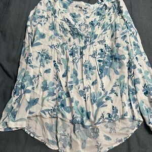 Lucky Brand Floral Blue and White Women's Top